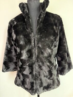 Merona Faux Fur Bolero Lady Jacket Black Sz S
